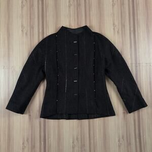 Vintage Krizia Wool Blend Jacket Womens 48 Gray Wool Fitted Blazer Small/Medium